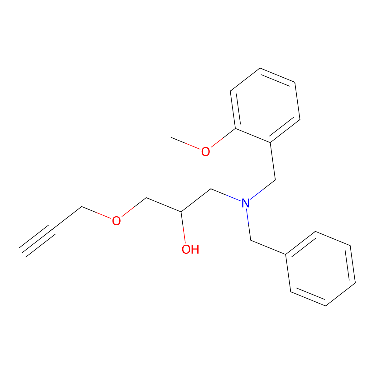 1-[Benzyl(2-methoxybenzyl)amino]-3-(2-propynyloxy)-2-propanol molecular structure, CAS 1016890-89-3