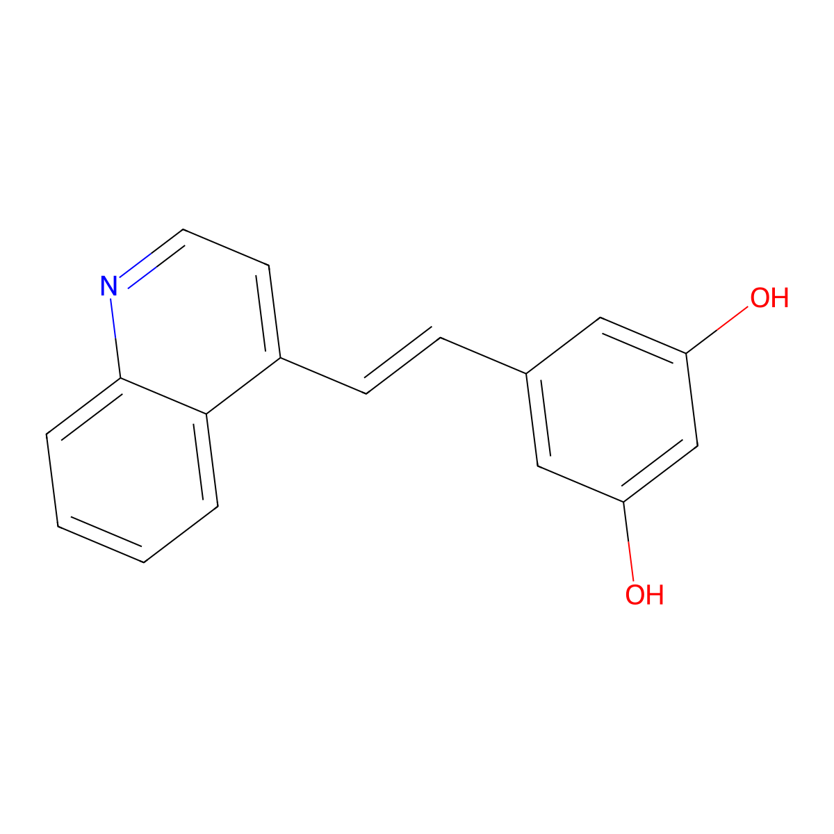 (E)-5-(2-(Quinolin-4-yl)vinyl)benzene-1,3-diol molecular structure, CAS 1016897-10-1