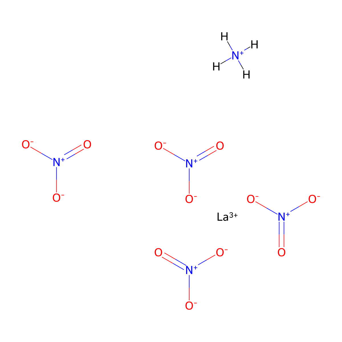 Ammonium lanthanum nitrate molecular structure, CAS 10169-00-3