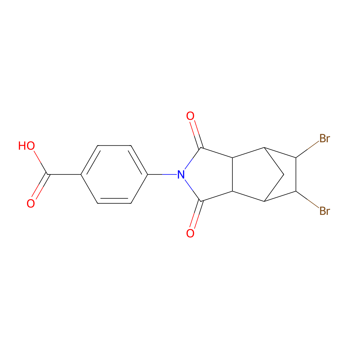 4-(5,6-dibromo-1,3-dioxooctahydro-2H-4,7-methanoisoindol-2-yl)benzoic acid molecular structure, CAS 101690-99-7
