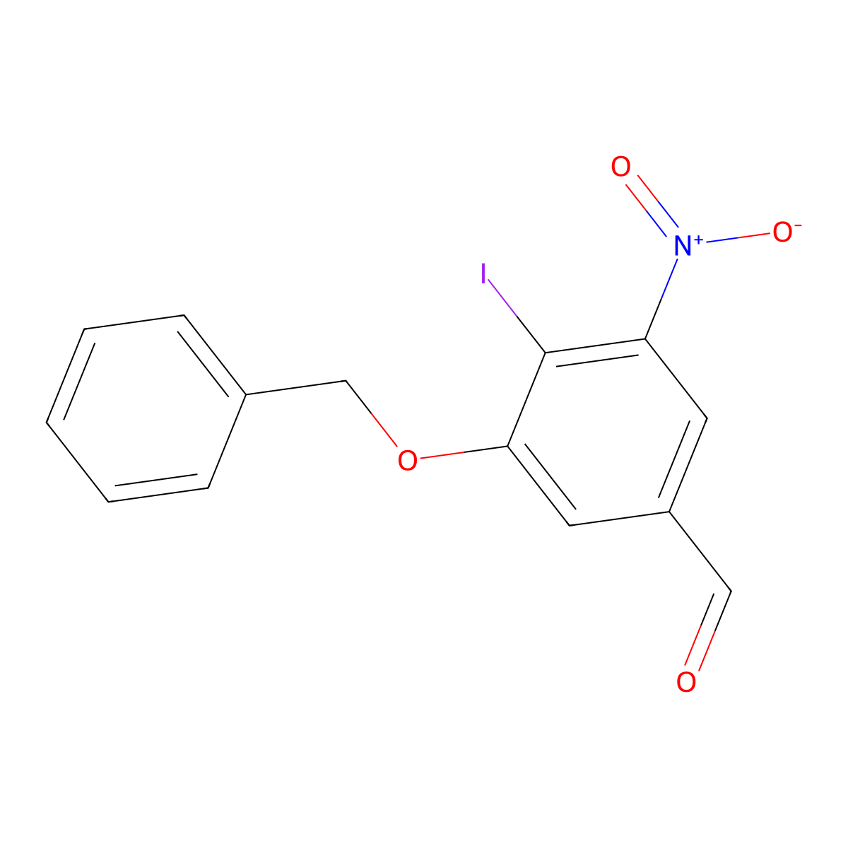 3-(Benzyloxy)-4-iodo-5-nitrobenzaldehyde molecular structure, CAS 1016976-13-8