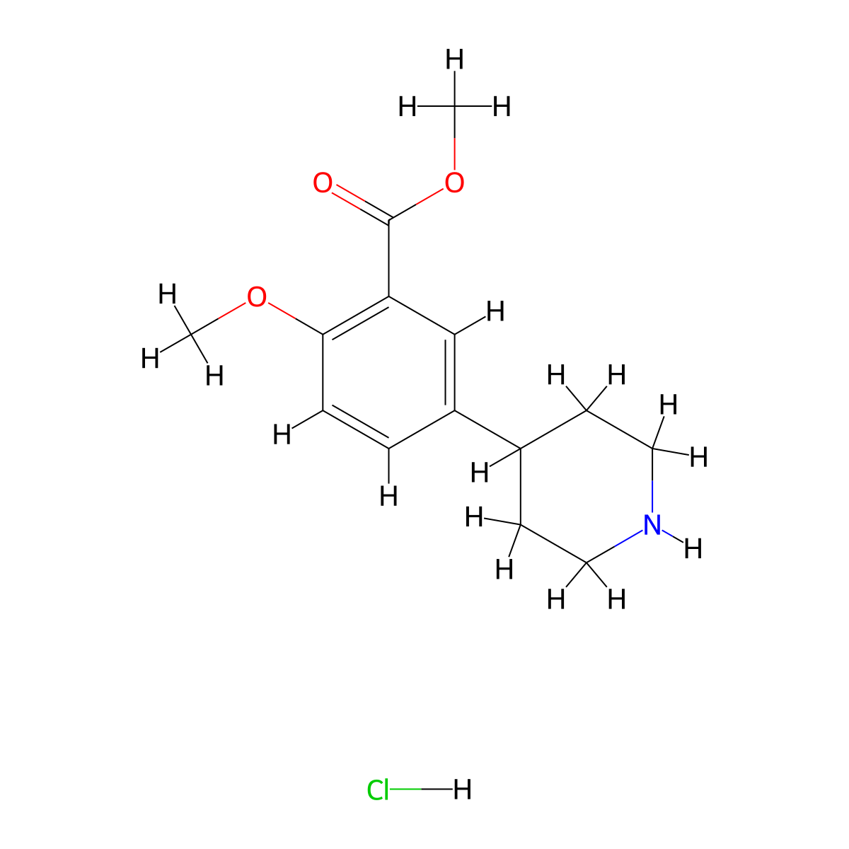 Methyl 2-methoxy-5-(piperidin-4-yl)benzoate hydrochloride molecular structure, CAS 1016979-28-4