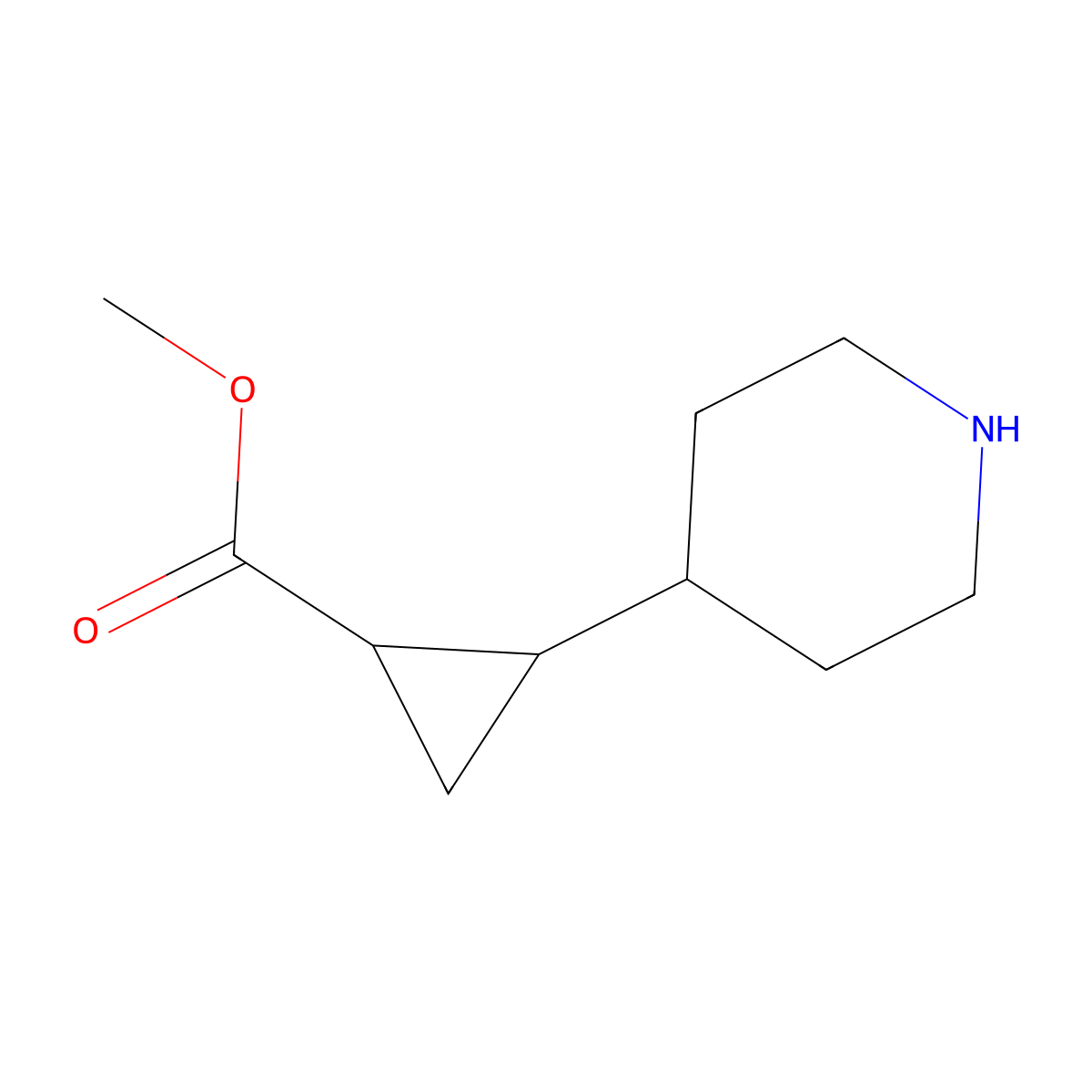 Methyl 2-(4-piperidinyl)cyclopropanecarboxylate molecular structure, CAS 1016980-51-0
