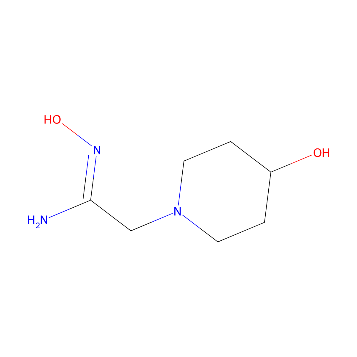 N'-hydroxy-2-(4-hydroxypiperidin-1-yl)ethanimidamide molecular structure, CAS 1017020-71-1