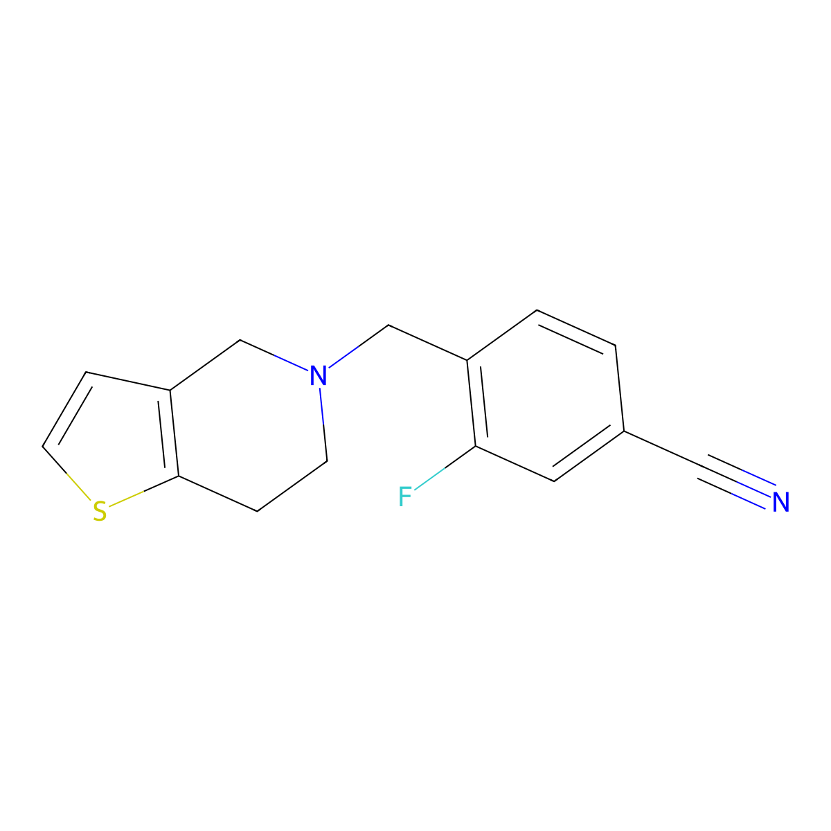 3-fluoro-4-({4H,5H,6H,7H-thieno[3,2-c]pyridin-5-yl}methyl)benzonitrile molecular structure, CAS 1017021-68-9