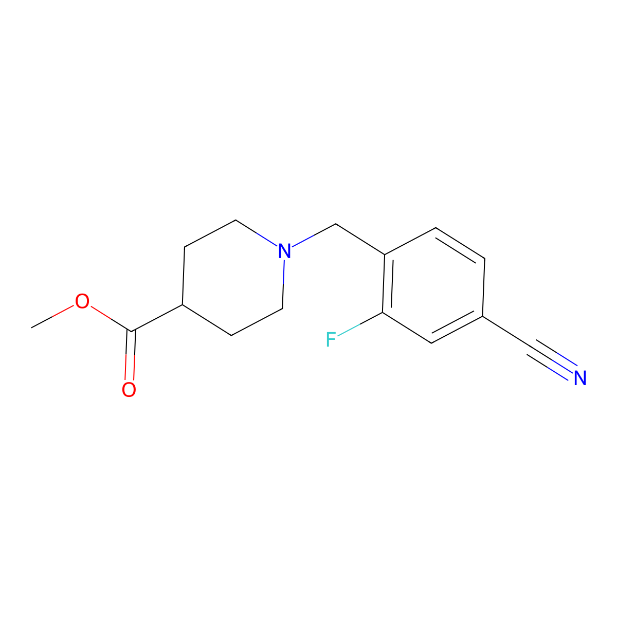 Methyl 1-(4-cyano-2-fluorobenzyl)piperidine-4-carboxylate molecular structure, CAS 1017021-79-2