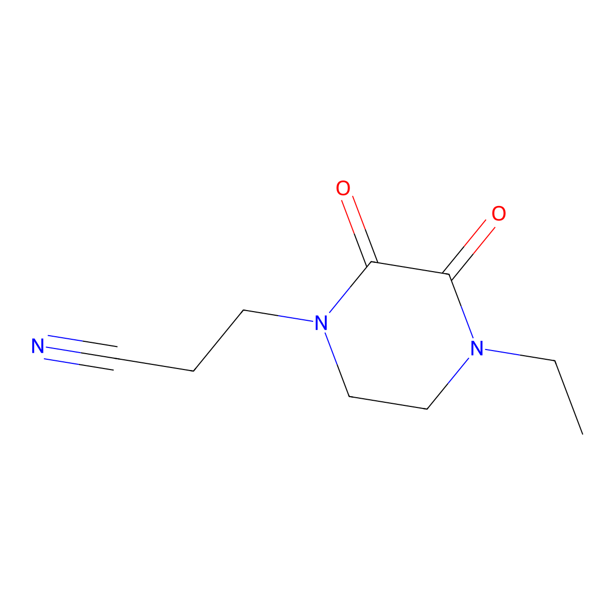 3-(4-Ethyl-2,3-dioxopiperazin-1-yl)propanenitrile molecular structure, CAS 1017021-83-8