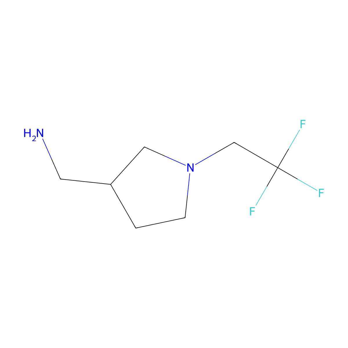 1-(2,2,2-Trifluoroethyl)-3-pyrrolidinemethanamine molecular structure, CAS 1017022-18-2