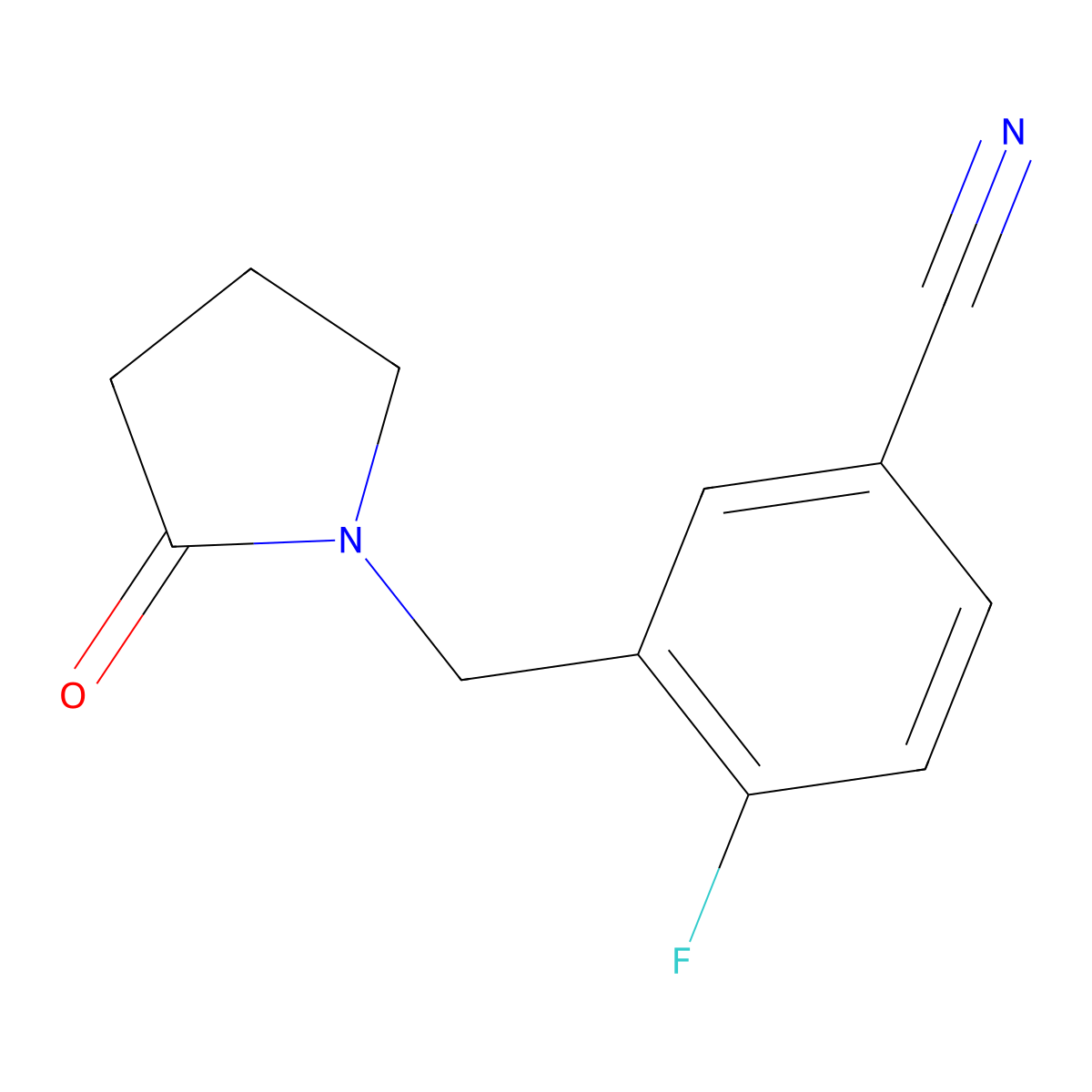 4-Fluoro-3-[(2-oxopyrrolidin-1-yl)methyl]benzonitrile molecular structure, CAS 1017022-29-5