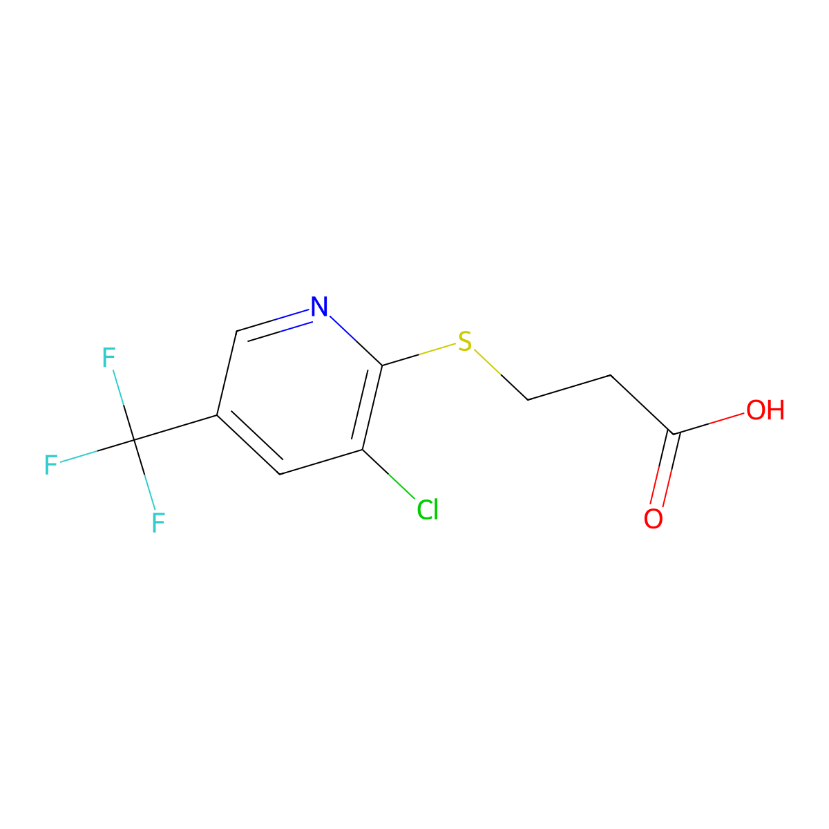 3-{[3-Chloro-5-(trifluoromethyl)pyridin-2-yl]thio}propanoic acid molecular structure, CAS 1017022-46-6