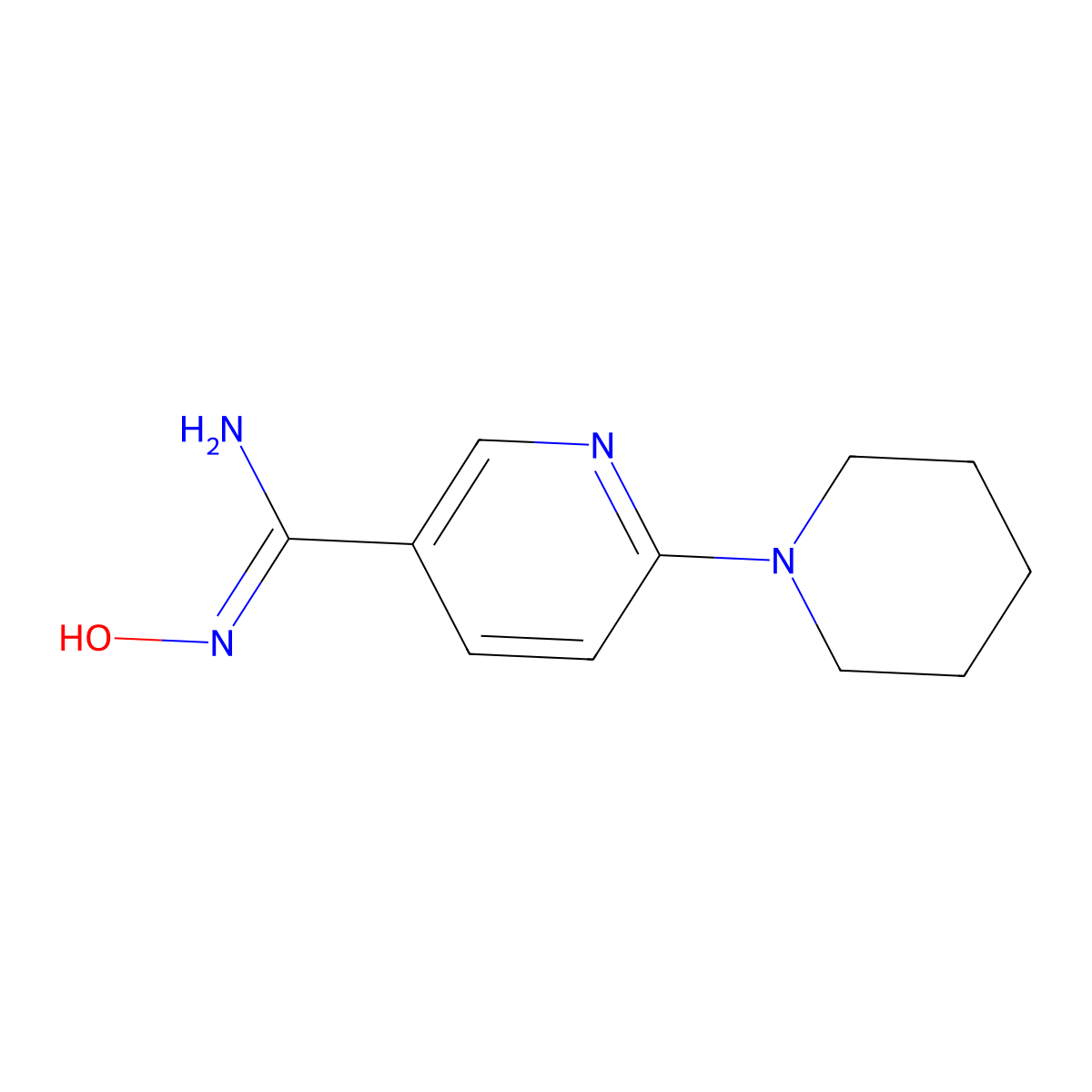 N'-hydroxy-6-(piperidin-1-yl)pyridine-3-carboximidamide molecular structure, CAS 1017022-80-8