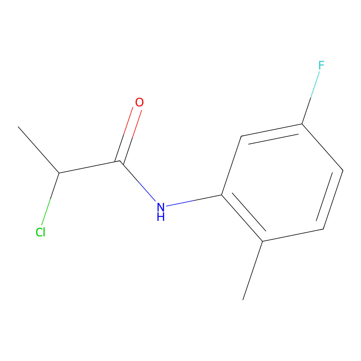 2-chloro-N-(5-fluoro-2-methylphenyl)propanamide molecular structure, CAS 1017026-21-9