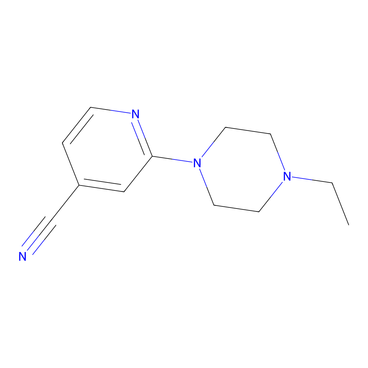 2-(4-Ethylpiperazino)isonicotinonitrile molecular structure, CAS 1017028-13-5