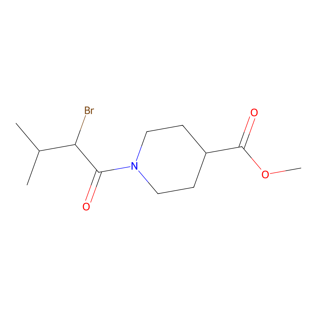 Methyl 1-(2-bromo-3-methylbutanoyl)piperidine-4-carboxylate molecular structure, CAS 1017028-34-0