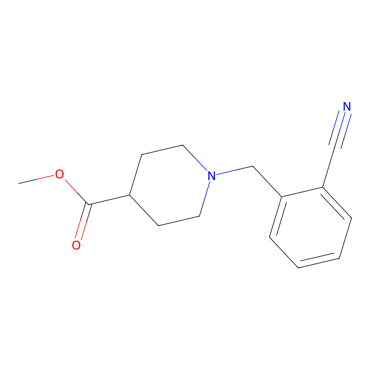 Methyl 1-[(2-cyanophenyl)methyl]piperidine-4-carboxylate molecular structure, CAS 1017028-88-4