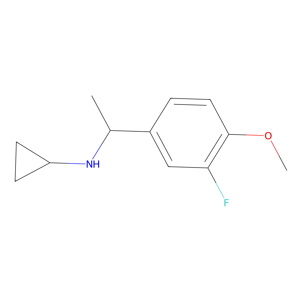 N-[1-(3-fluoro-4-methoxyphenyl)ethyl]cyclopropanamine molecular structure, CAS 1017030-54-4