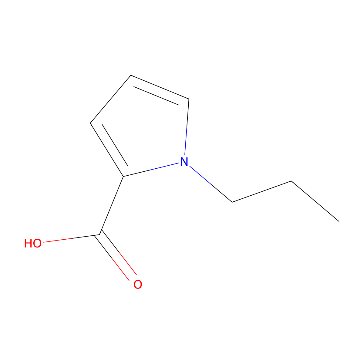 1-propyl-1H-pyrrole-2-carboxylic acid molecular structure, CAS 1017031-23-0