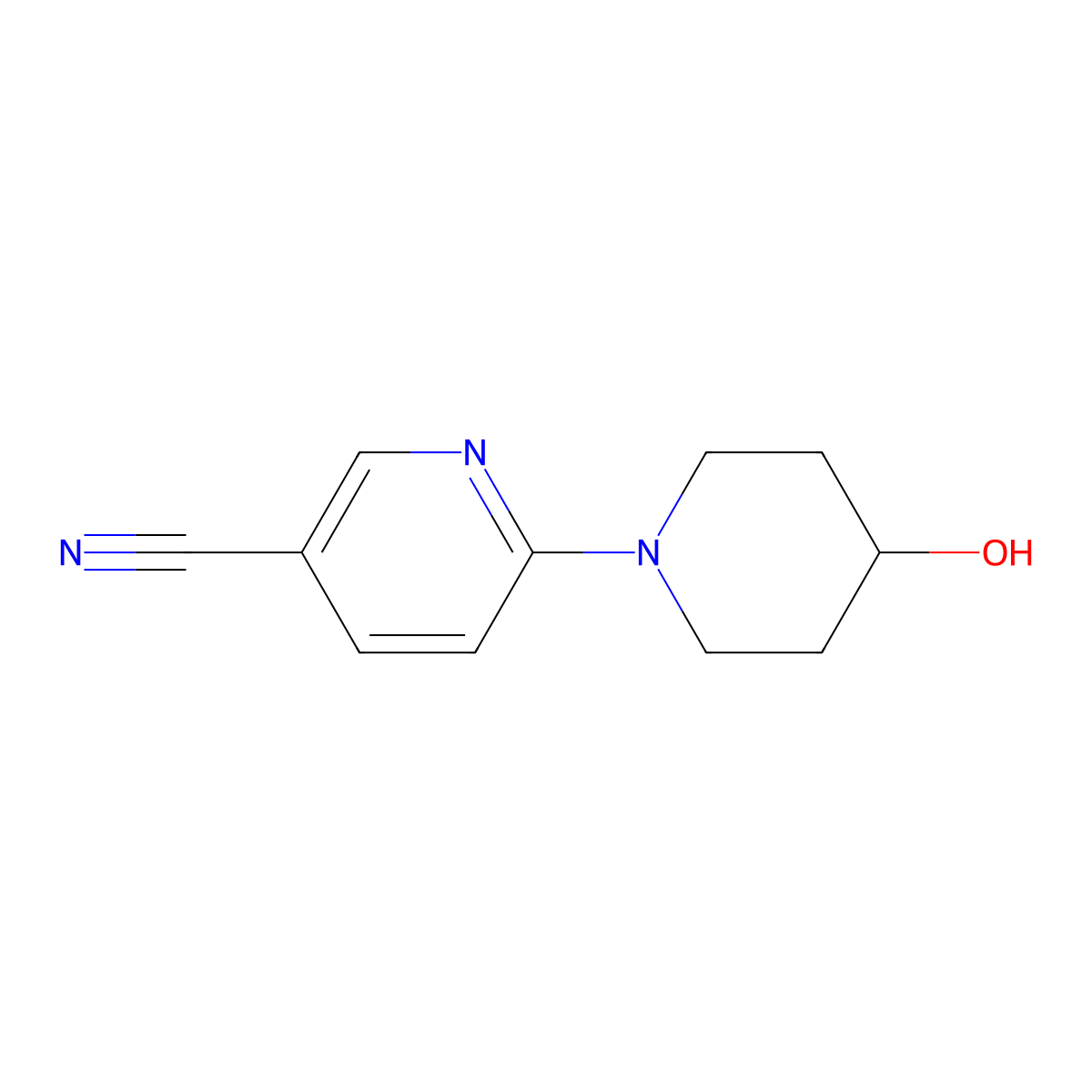 6-(4-Hydroxypiperidin-1-yl)pyridine-3-carbonitrile molecular structure, CAS 1017034-18-2