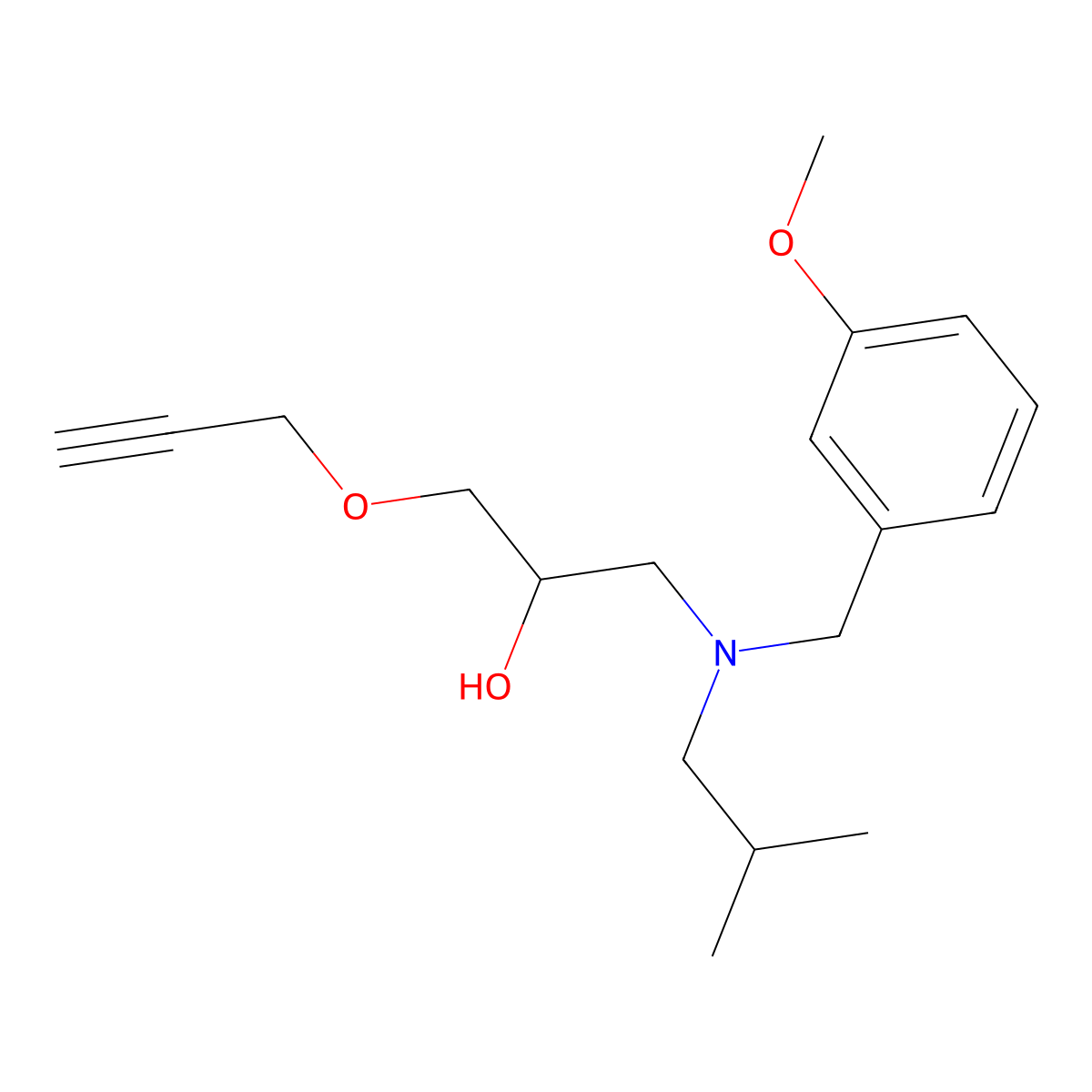 1-[Isobutyl(3-methoxybenzyl)amino]-3-(2-propynyloxy)-2-propanol molecular structure, CAS 1017034-35-3