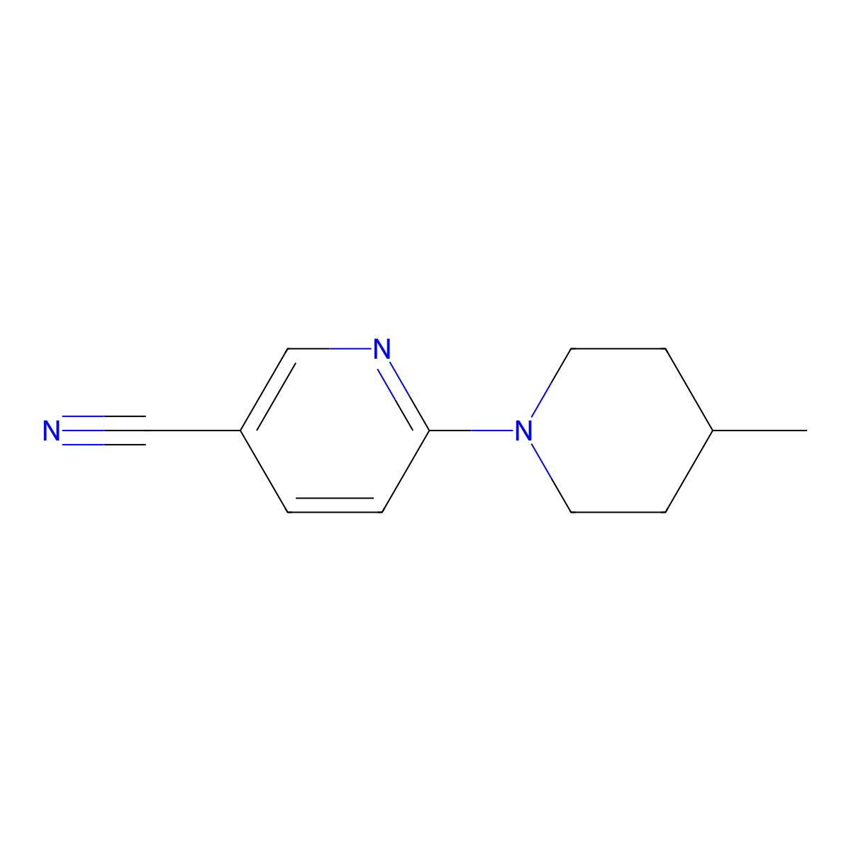 6-(4-Methylpiperidin-1-yl)nicotinonitrile molecular structure, CAS 1017035-77-6