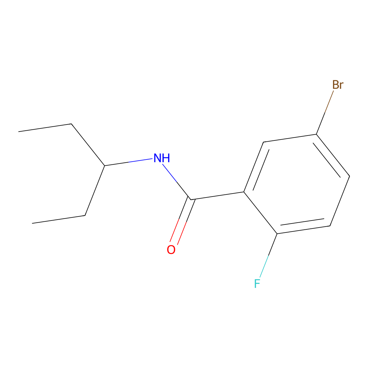 5-Bromo-N-(1-ethylpropyl)-2-fluorobenzamide molecular structure, CAS 1017039-99-4