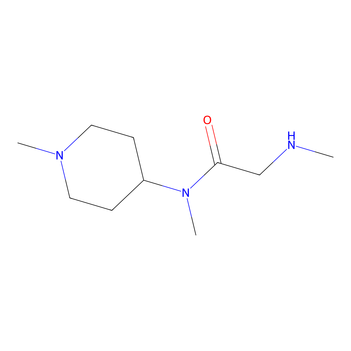 N-methyl-2-(methylamino)-N-(1-methylpiperidin-4-yl)acetamide molecular structure, CAS 1017041-06-3