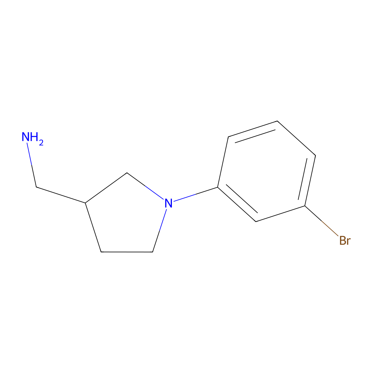 (1-(3-Bromophenyl)pyrrolidin-3-yl)methanamine molecular structure, CAS 1017043-63-8