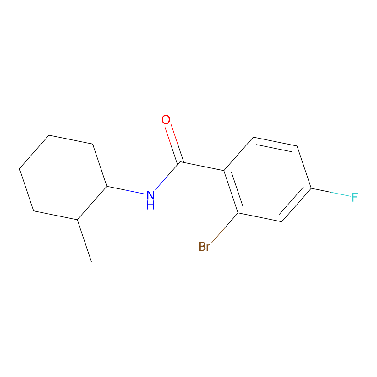 2-bromo-4-fluoro-N-(2-methylcyclohexyl)benzamide molecular structure, CAS 1017043-70-7