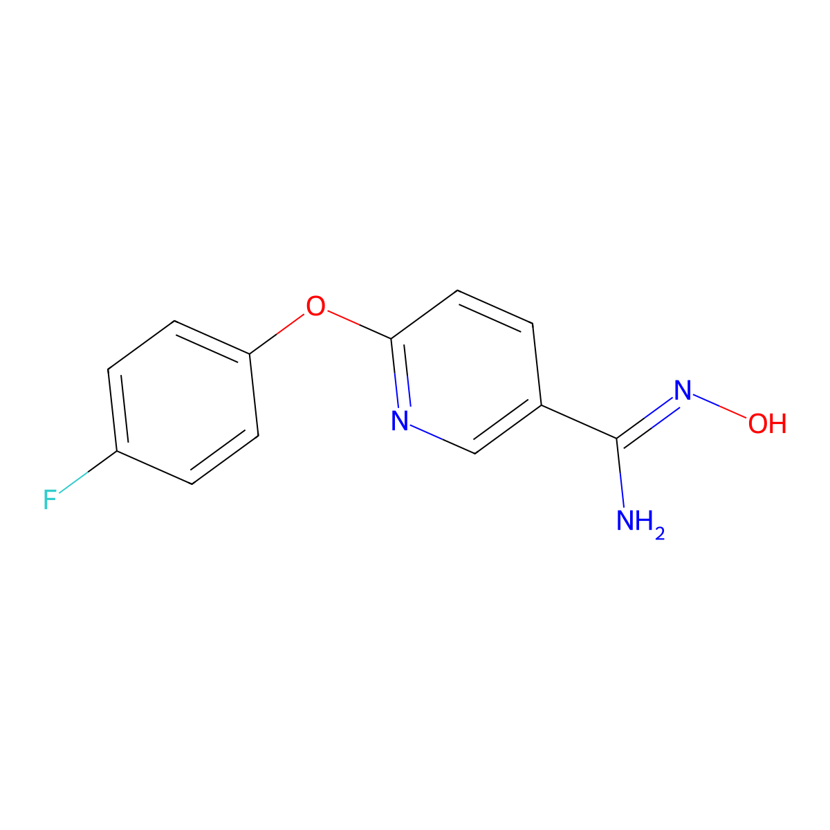 6-(4-fluorophenoxy)-N'-hydroxypyridine-3-carboximidamide molecular structure, CAS 1017043-73-0