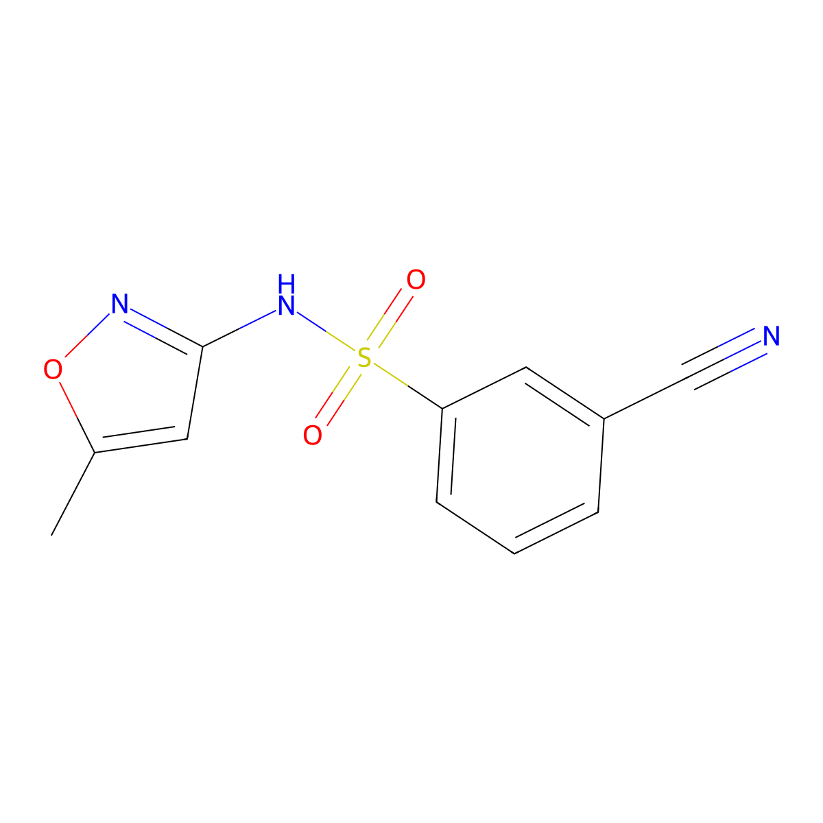 3-cyano-N-(5-methyl-1,2-oxazol-3-yl)benzene-1-sulfonamide molecular structure, CAS 1017045-61-2