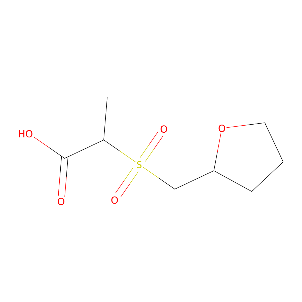 2-[(Oxolan-2-yl)methanesulfonyl]propanoic acid molecular structure, CAS 1017046-22-8
