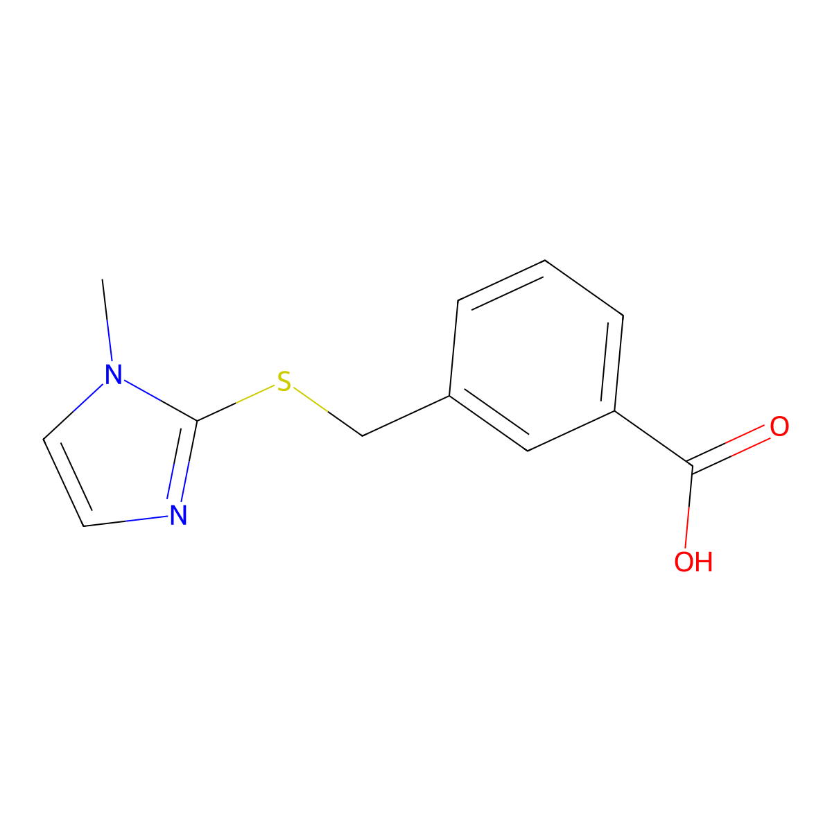 3-(((1-methyl-1H-imidazol-2-yl)sulfanyl)methyl)benzoic acid molecular structure, CAS 1017046-67-1