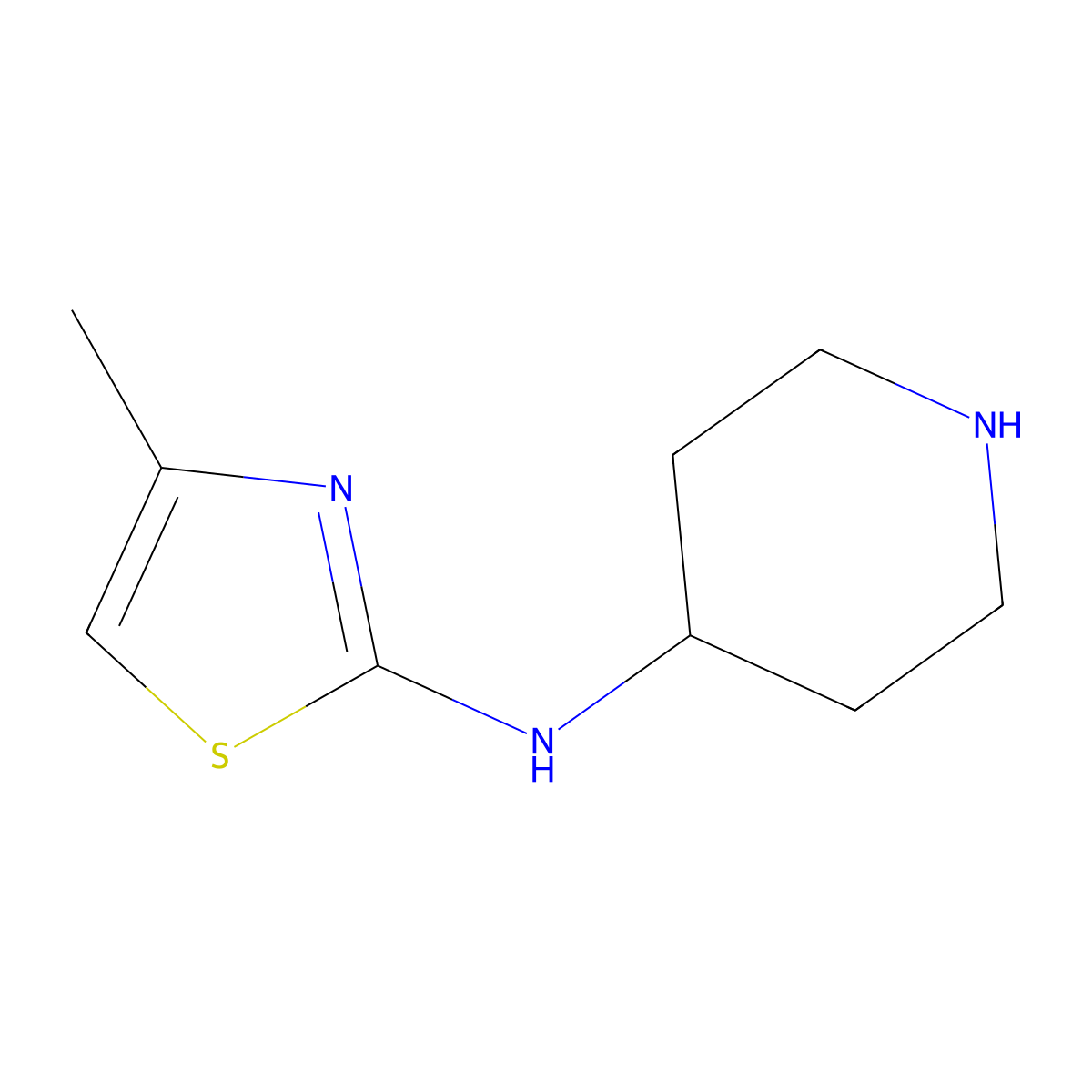 N-(4-methyl-1,3-thiazol-2-yl)piperidin-4-amine molecular structure, CAS 1017046-71-7