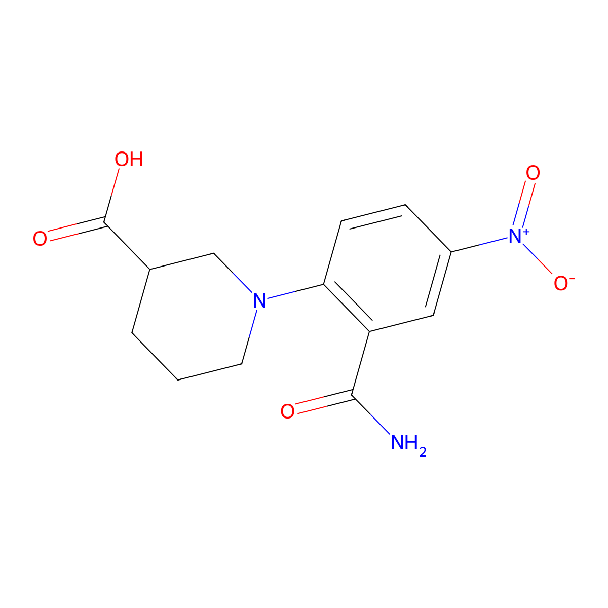 1-(2-Carbamoyl-4-nitrophenyl)piperidine-3-carboxylicacid molecular structure, CAS 1017047-56-1