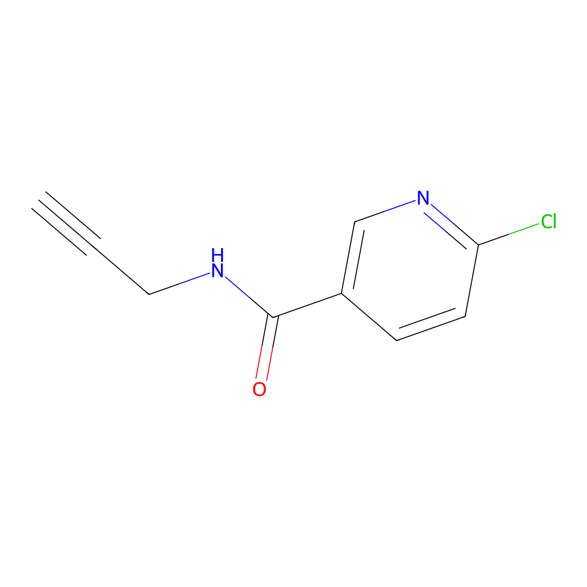 6-chloro-N-(prop-2-yn-1-yl)pyridine-3-carboxamide molecular structure, CAS 1017047-71-0