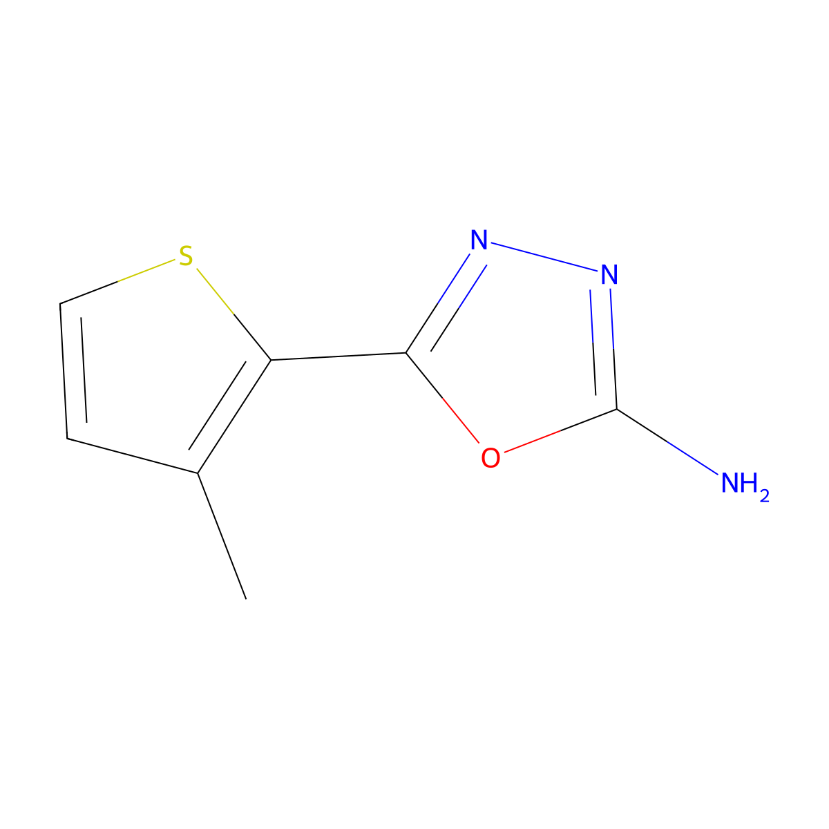 5-(3-Methylthiophen-2-yl)-1,3,4-oxadiazol-2-amine molecular structure, CAS 1017048-74-6