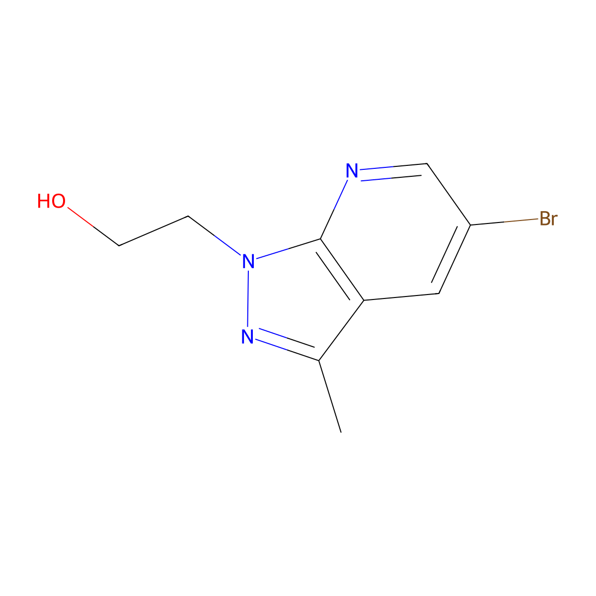 2-{5-bromo-3-methyl-1H-pyrazolo[3,4-b]pyridin-1-yl}ethan-1-ol molecular structure, CAS 1017048-94-0