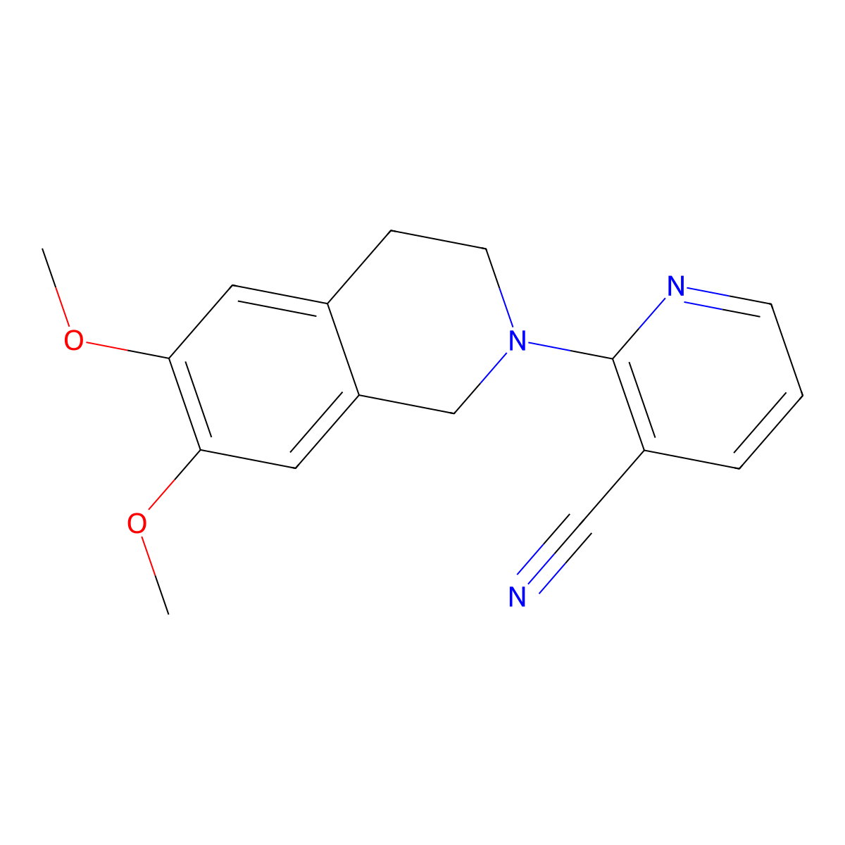 2-(6,7-Dimethoxy-1,2,3,4-tetrahydroisoquinolin-2-yl)pyridine-3-carbonitrile molecular structure, CAS 1017050-91-7