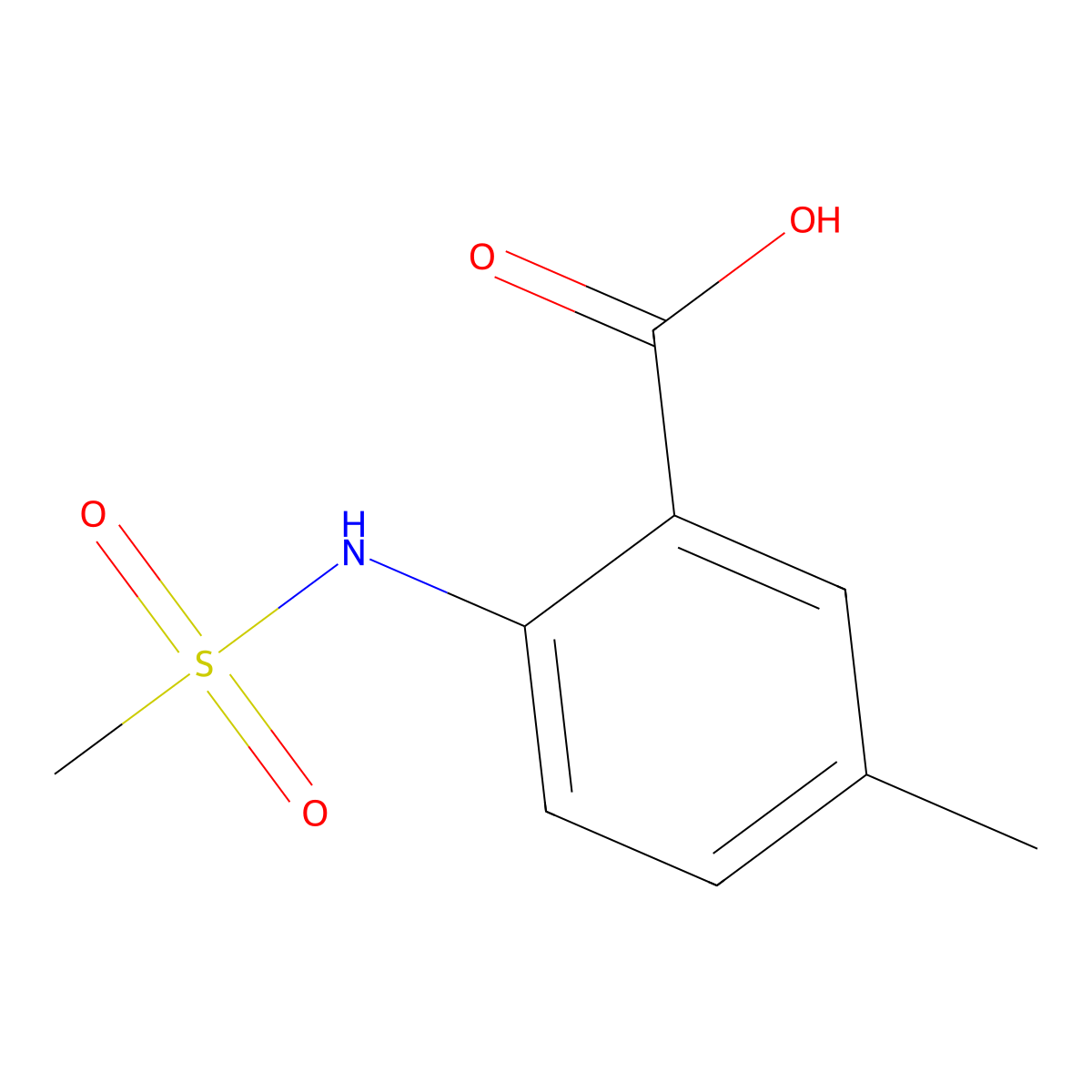 2-Methanesulfonamido-5-methylbenzoic acid molecular structure, CAS 1017051-55-6