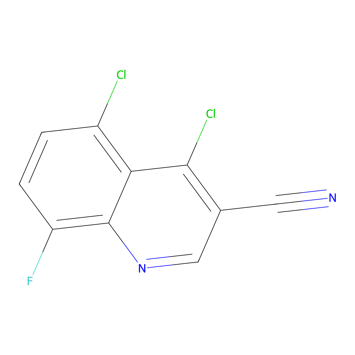4,5-Dichloro-8-fluoroquinoline-3-carbonitrile molecular structure, CAS 1017051-94-3
