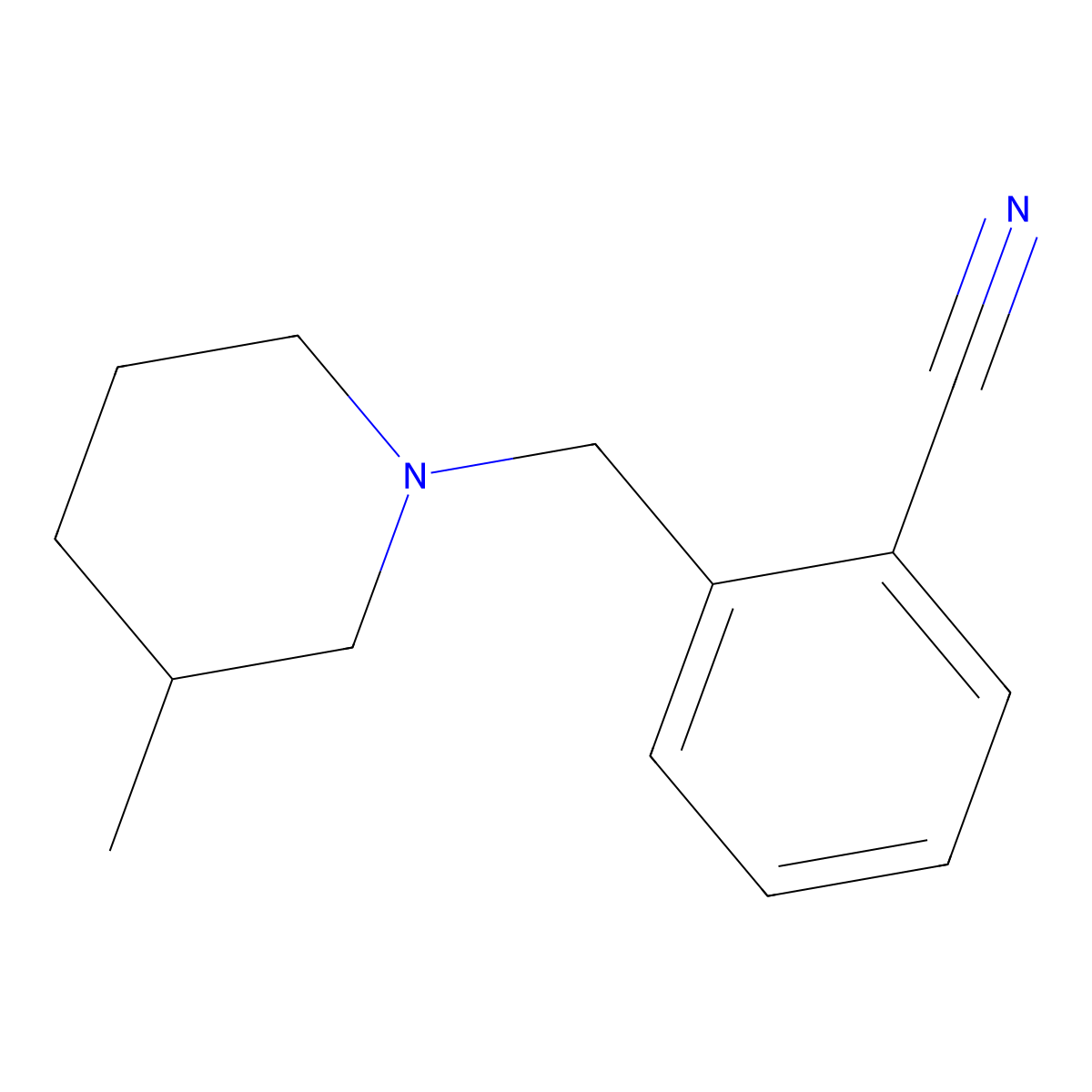 2-[(3-Methylpiperidin-1-yl)methyl]benzonitrile molecular structure, CAS 1017052-04-8