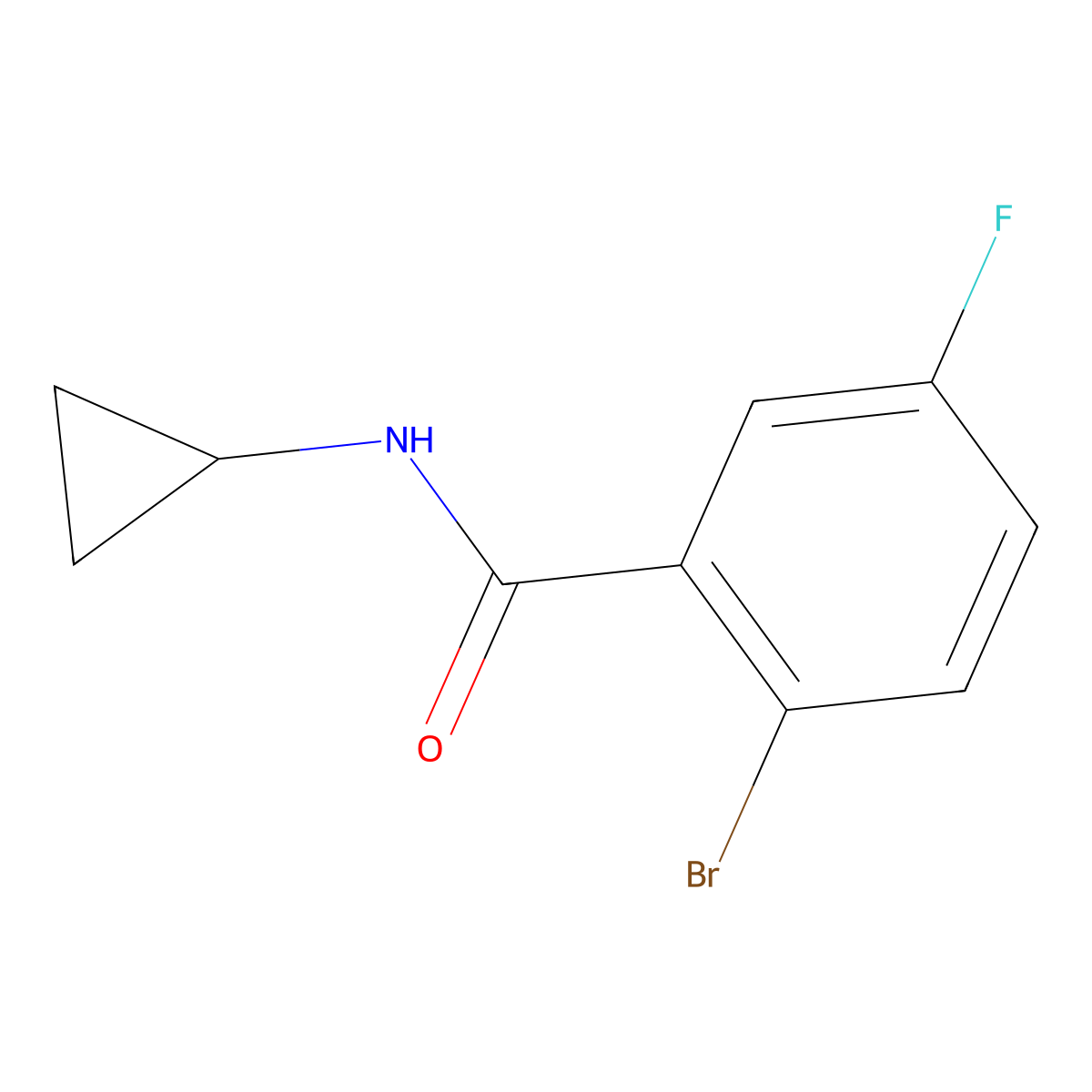 2-bromo-N-cyclopropyl-5-fluorobenzamide molecular structure, CAS 1017054-13-5