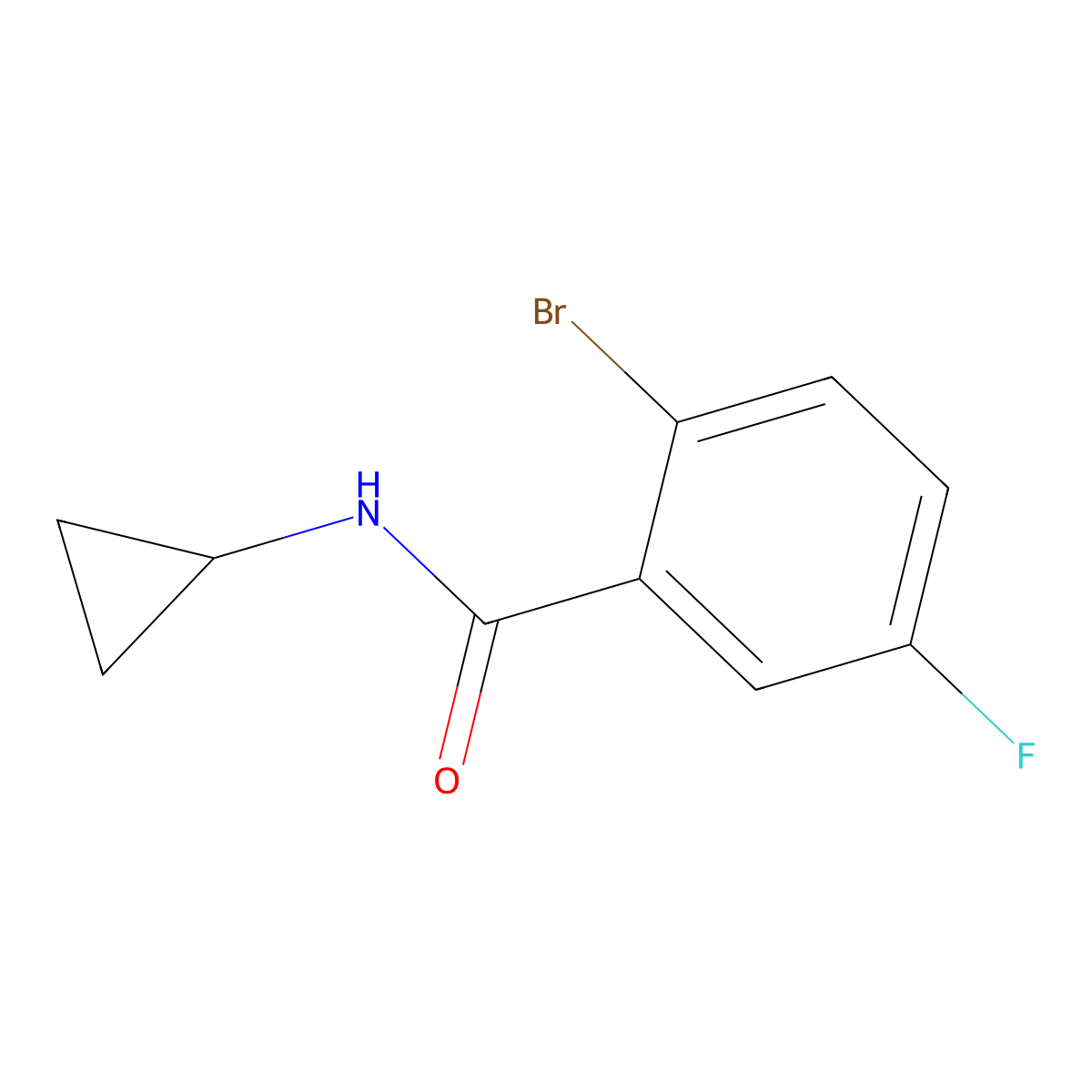 2-bromo-N-cyclopropyl-5-fluorobenzamide molecular structure, CAS 1017054-13-5