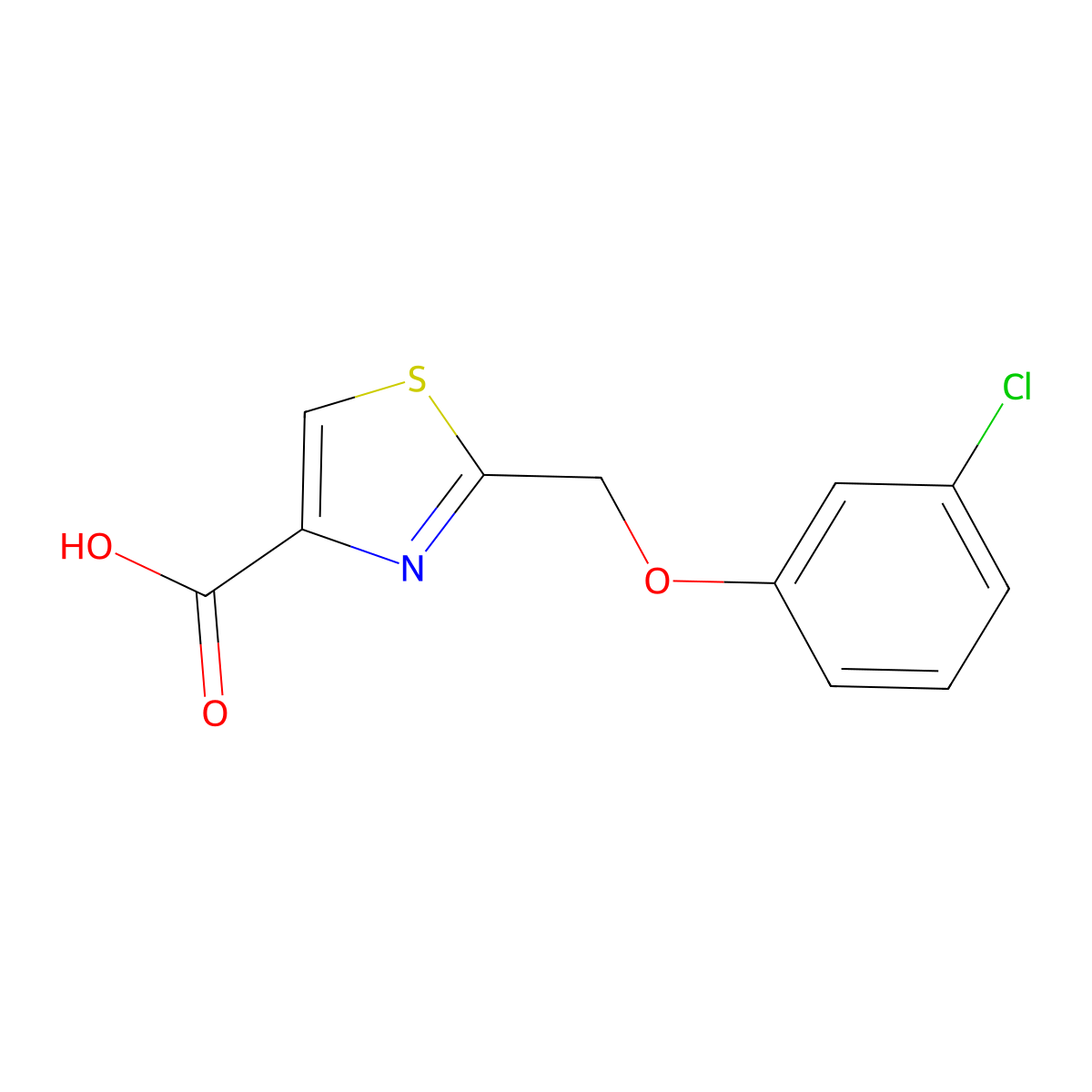2-[(3-Chlorophenoxy)methyl]-1,3-thiazole-4-carboxylicacid molecular structure, CAS 1017055-29-6
