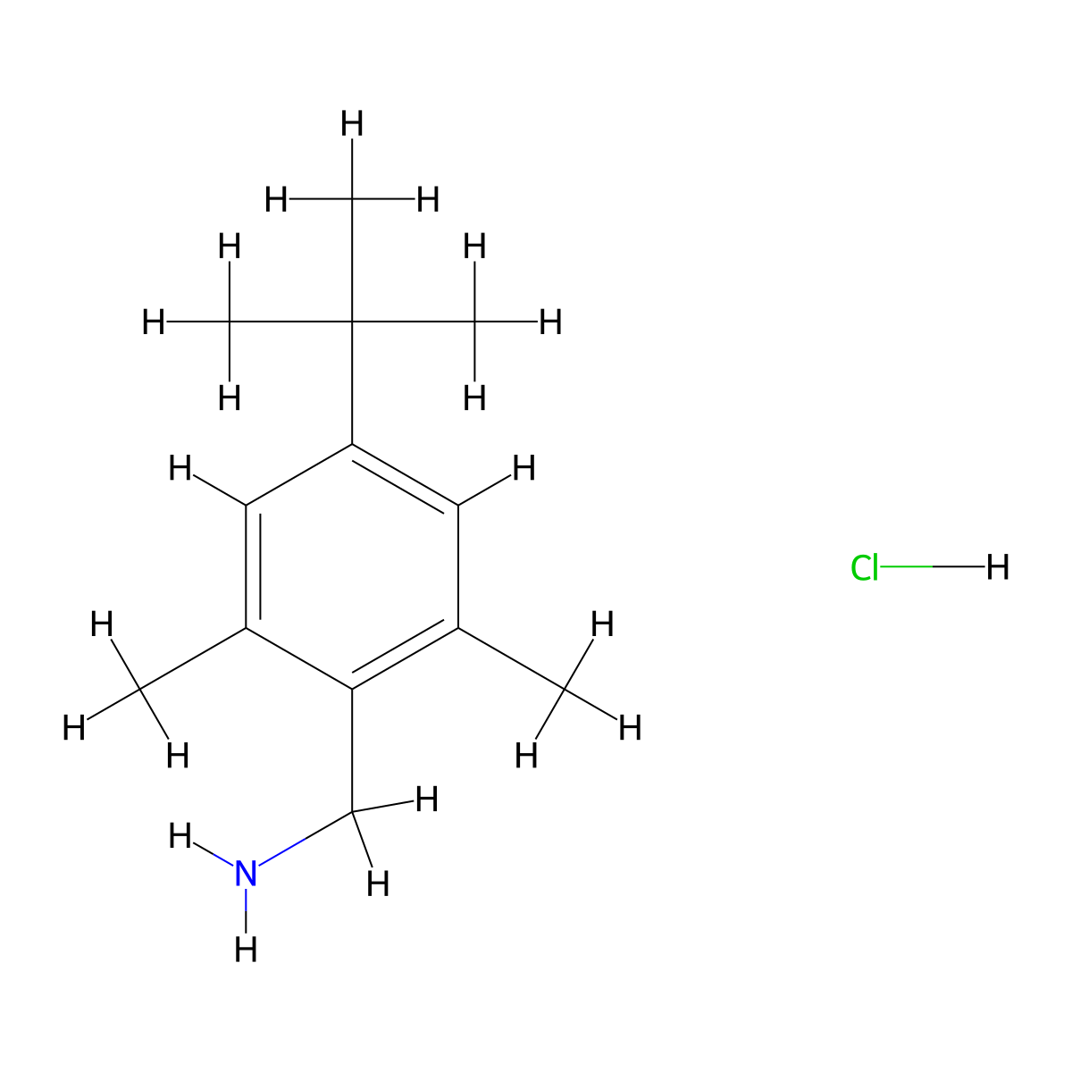 4-tert-Butyl-2,6-dimethylbenzylamine hydrochloride molecular structure, CAS 1017059-55-0