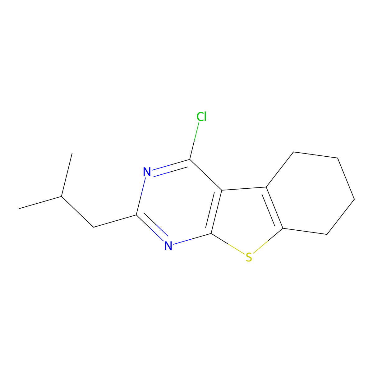 4-Chloro-2-isobutyl-5,6,7,8-tetrahydrobenzo[4,5]thieno[2,3-d]pyrimidine molecular structure, CAS 1017078-94-2