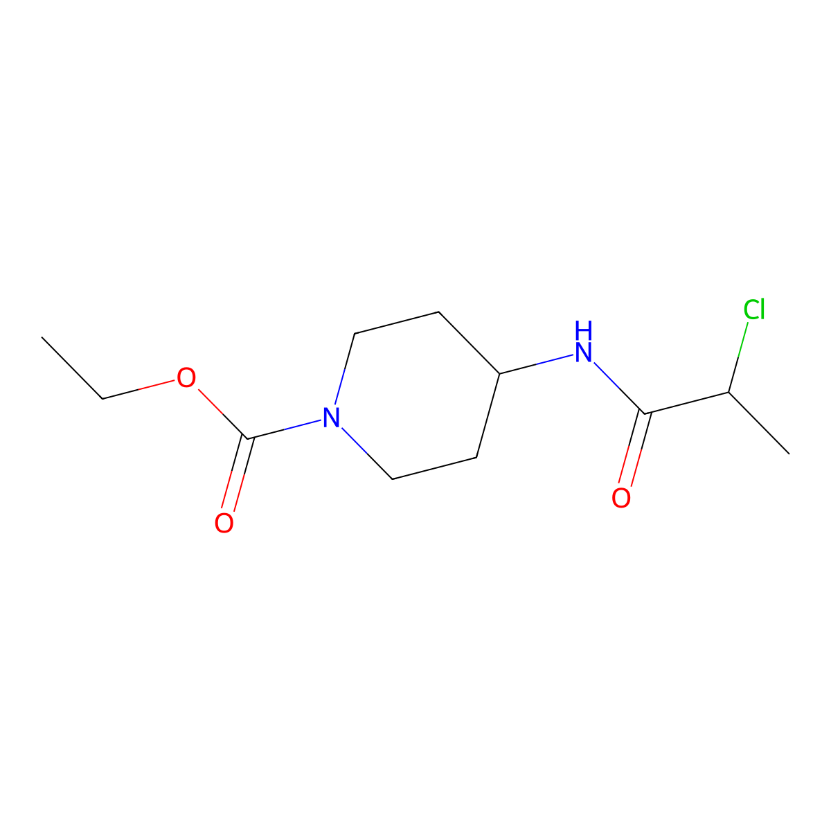 Ethyl 4-(2-chloropropanamido)piperidine-1-carboxylate molecular structure, CAS 1017091-61-0