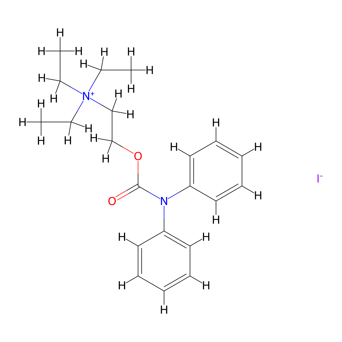 Ammonium, (2-hydroxyethyl)triethyl-, iodide, diphenylcarbamate molecular structure, CAS 101710-53-6