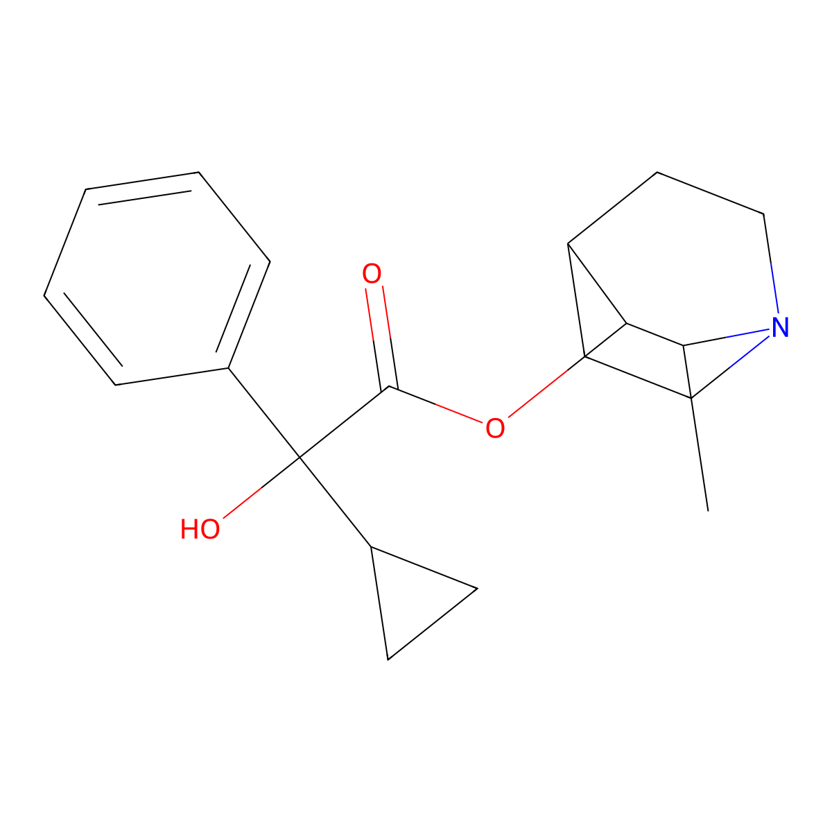 mandelic acid, alpha-cyclopropyl-, 2-methyl-3-quinuclidinyl ester, (mixed isomer) molecular structure, CAS 101710-92-3