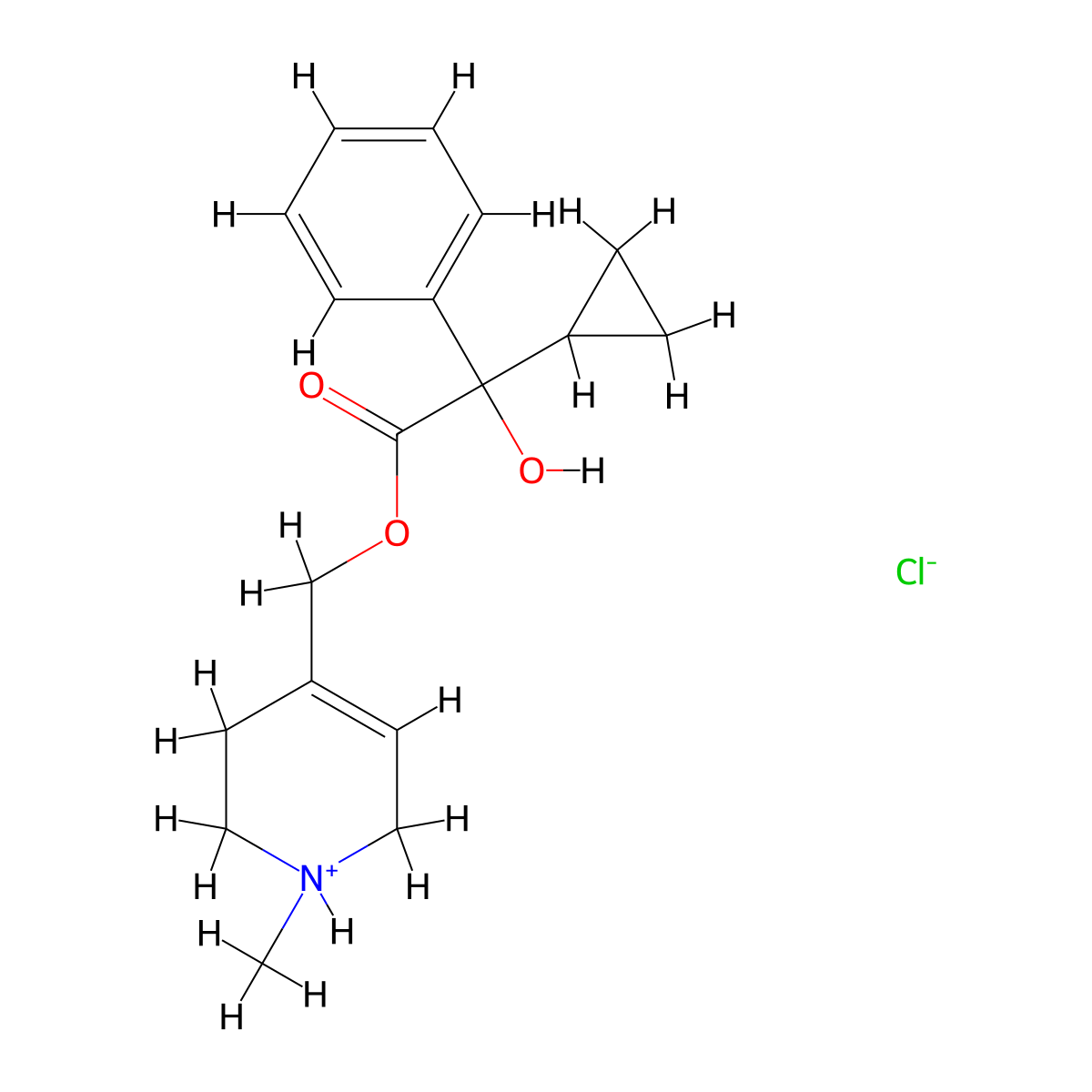 Mandelic acid, alpha-cyclopropyl-, (1-methyl-1,2,3,6-tetrahydro-4-pyridyl)methyl ester, hydrochloride molecular structure, CAS 101710-93-4